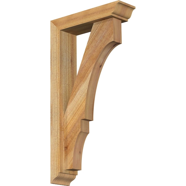 Ekena Millwork Balboa Traditional Rough Sawn Bracket w/ Offset Brace, Western Red Cedar, 4"W x 14"D x 26"H BKT0402X14X26BOA01RWR - main